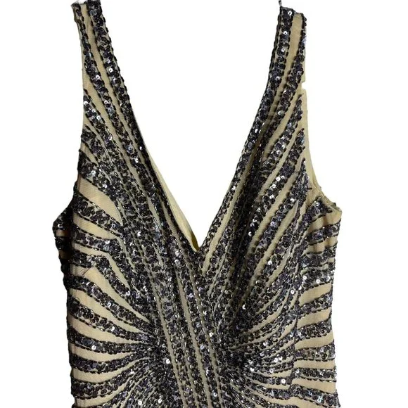 Basix Black Label Sequin Beaded Sleeveless Mini Dress Size 4 Cocktail Formal - Picture 2 of 9